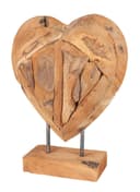 BURI Dekofigur Deko Teakherz 30cm Teakholz Herz Skulptur Bild 2