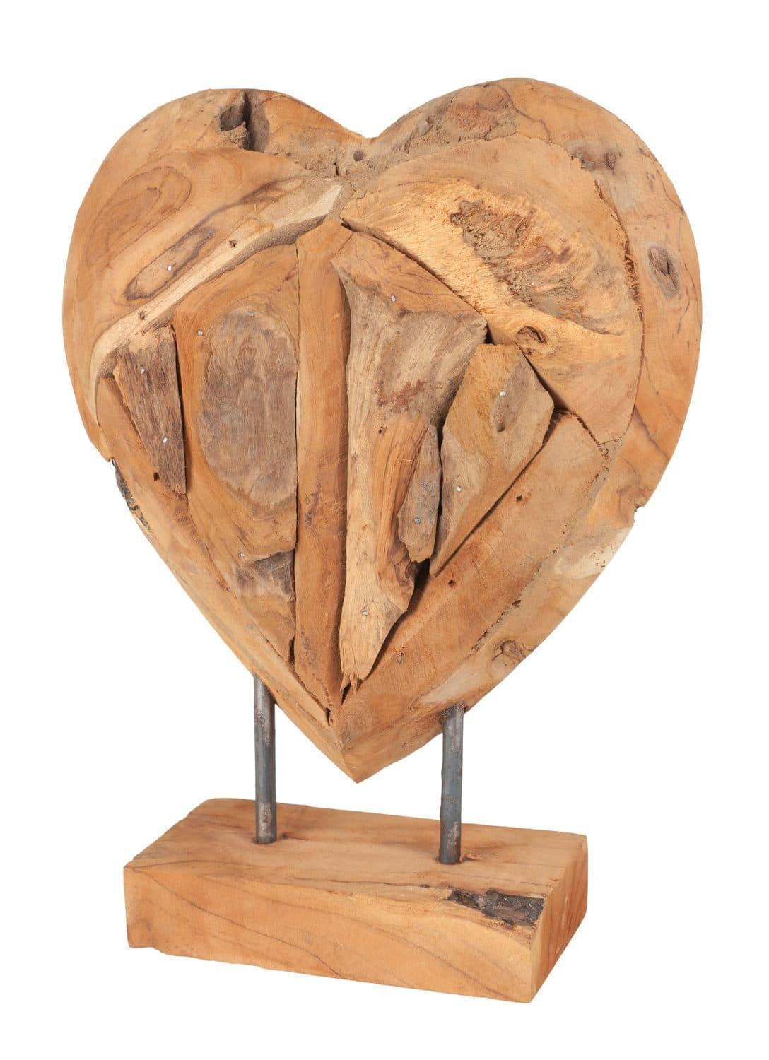 BURI Dekofigur Deko Teakherz 30cm Teakholz Herz Skulptur - Bild 2
