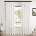 Topfinel Gardine Leinenoptik mit Kräuselband Halbtransparent Modern Boho Weiß Bild 2