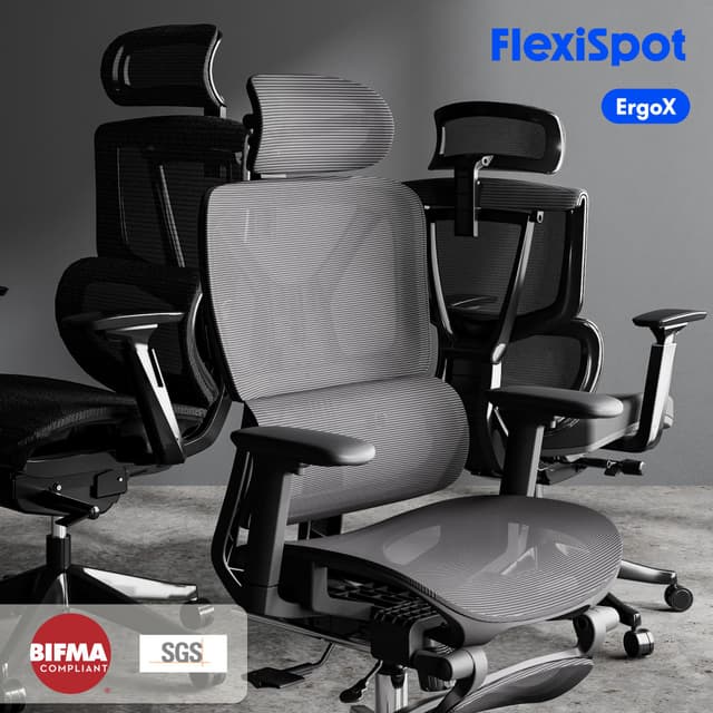FLEXISPOT Bürostuhl Premium Ergonomischer Schwarz 3D-Armlehnen
