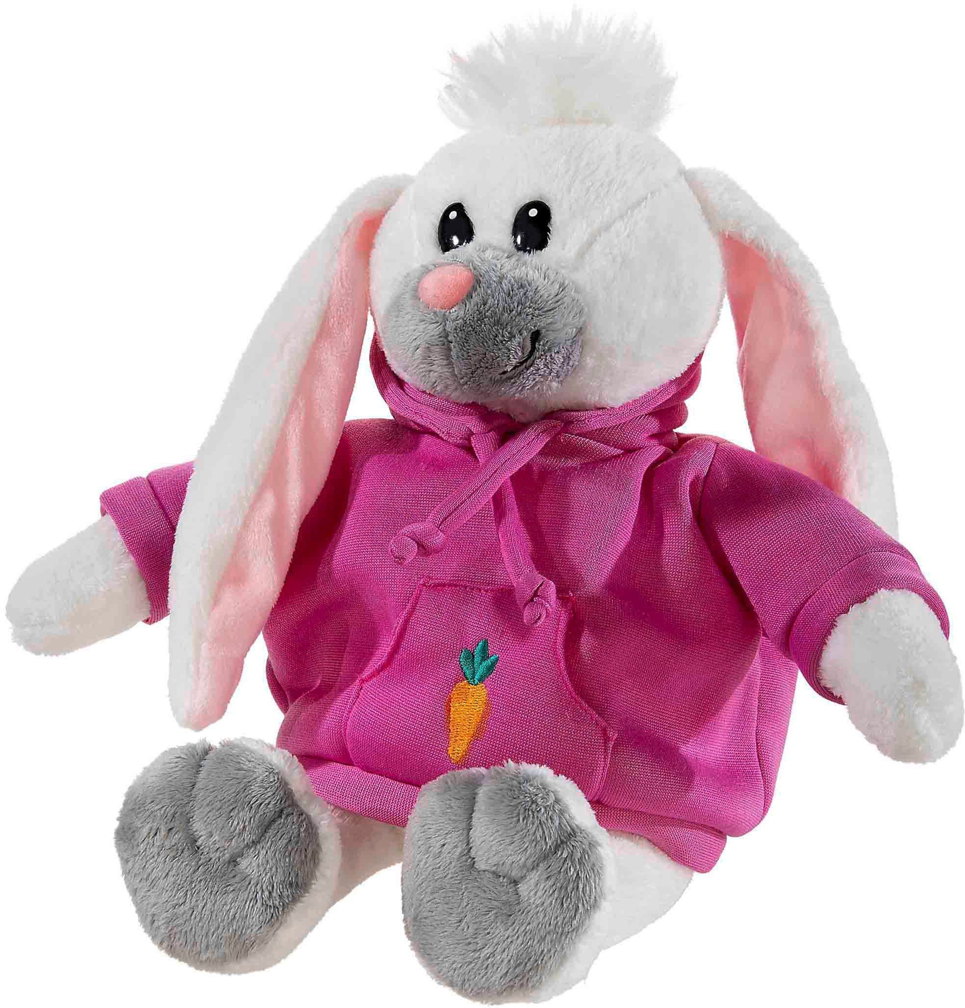 Heunec Kuscheltier Hoody Crew Hase Mara Rosa 35 cm mit Karotten-Stickerei