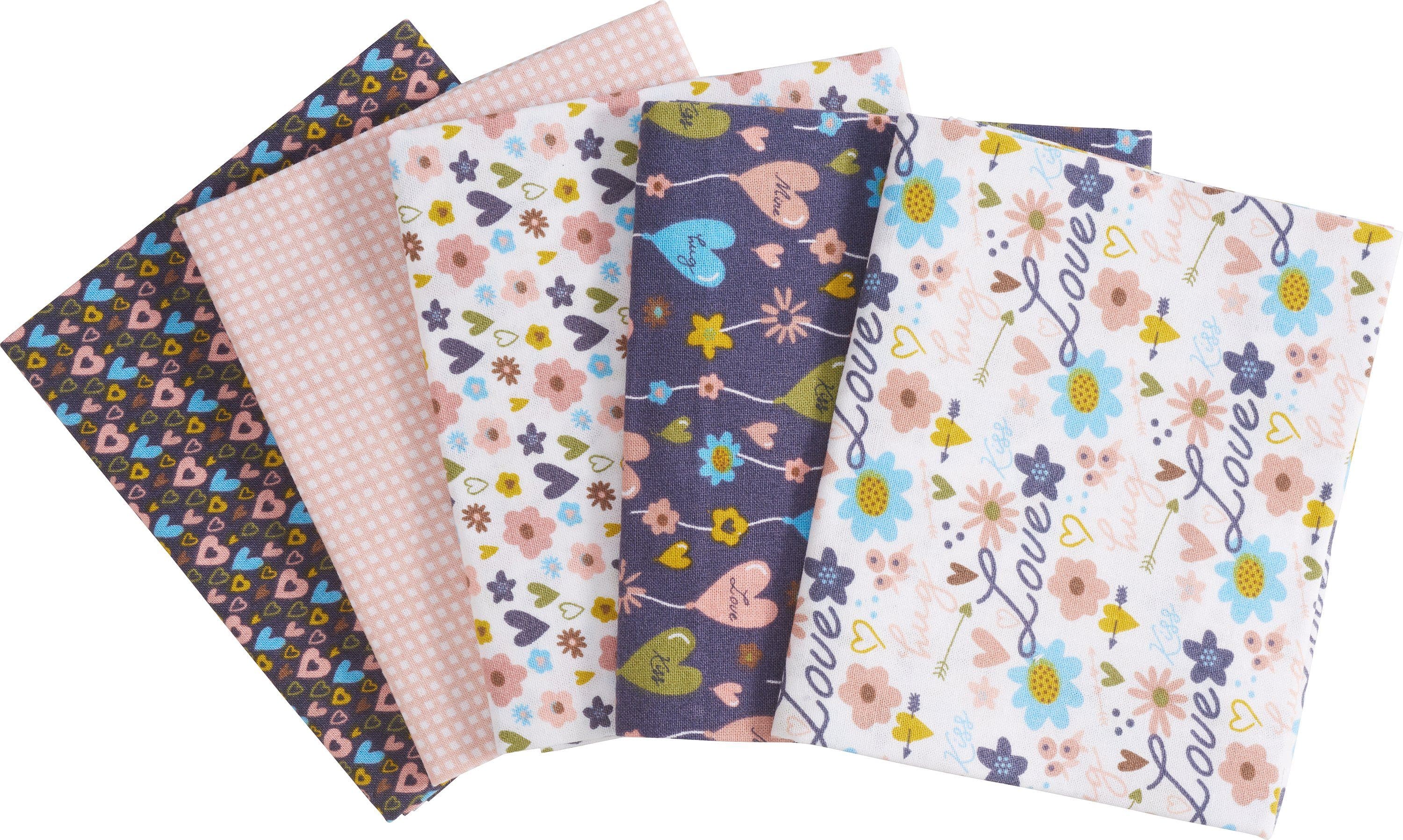 stafil Stoffpaket Patchy Hearts and Flowers, 5 Designs á 55 cm x 45 cm