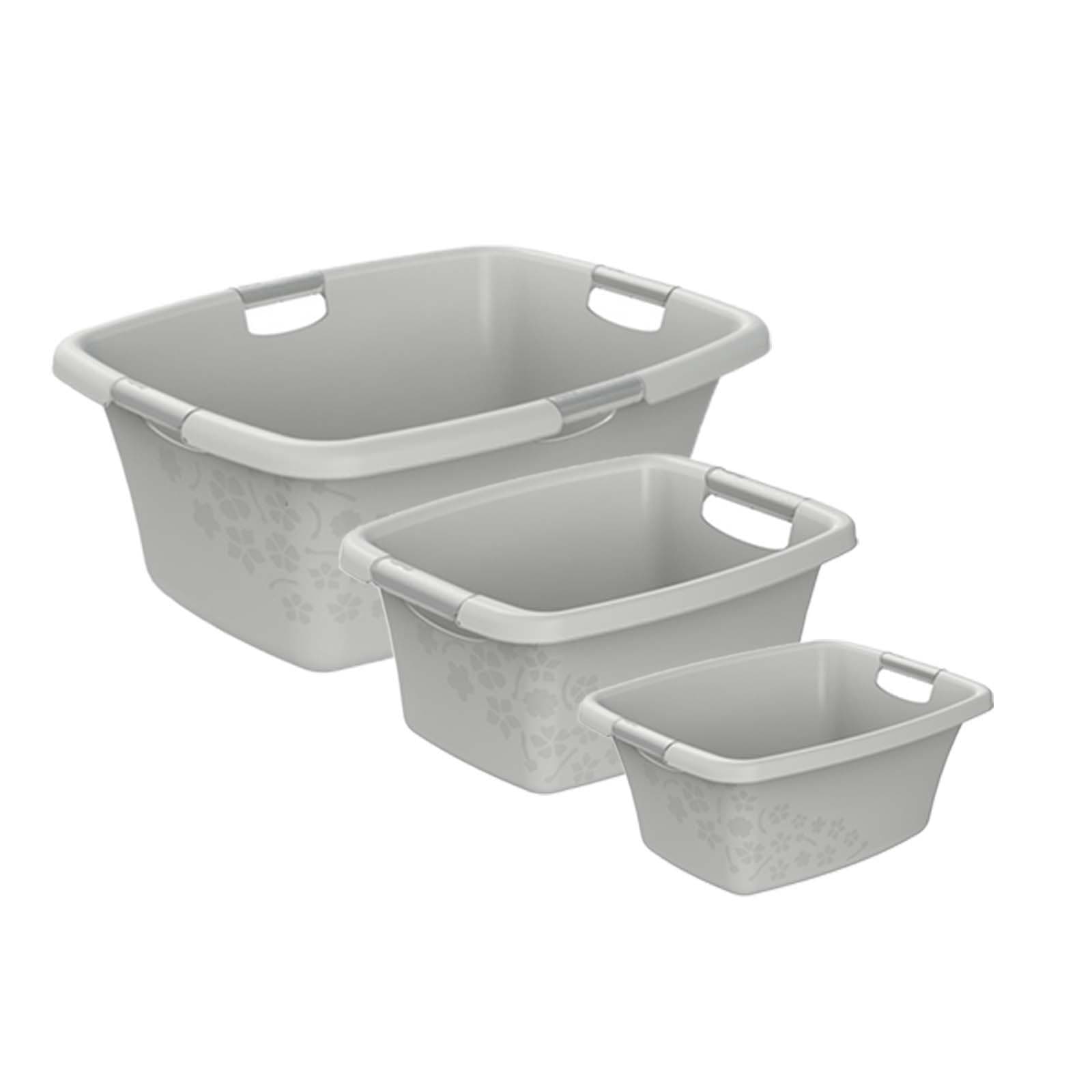 ROTHO Wäschewannen-Set 3-tlg. Grau Kunststoff BPA-frei Stapelbar - Bild 2