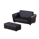 HOMCOM Kindersofa mit Hocker Schwarz PVC Holz Bild 2