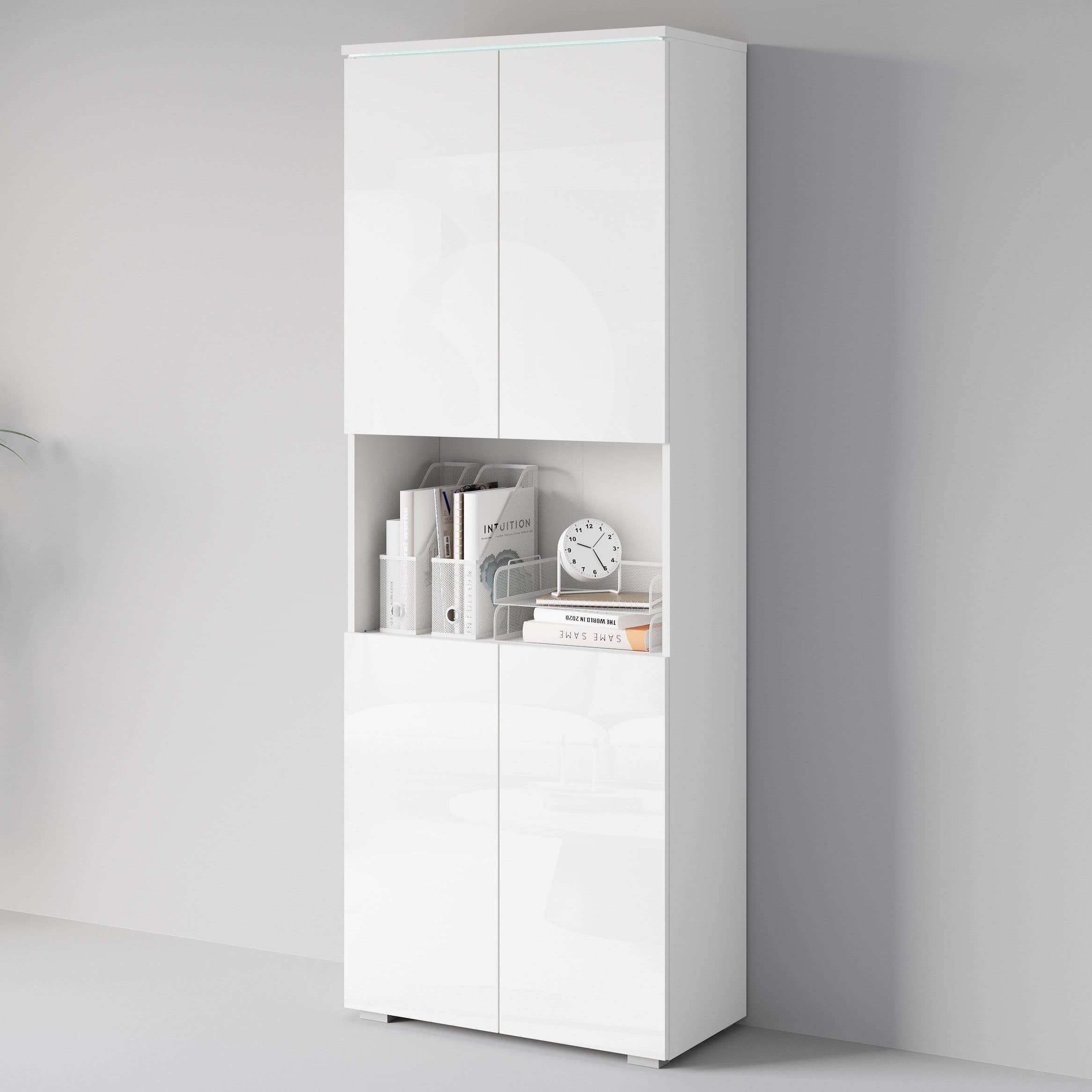 Home Affaire Aktenschrank Vera Weiß Hochglanz mit LED-Beleuchtung - Bild 2