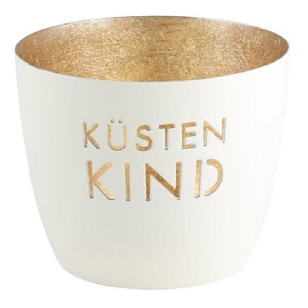 Giftcompany Windlicht Madras Küstenkind Weiß/Gold