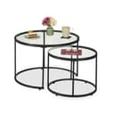 relaxdays Satztisch 2er Set Glas Metall Schwarz Transparent Bild 2