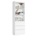 Homfa Hochschrank Bücherregal Bücherschrank 3 Schubladen Weiß Bild 2