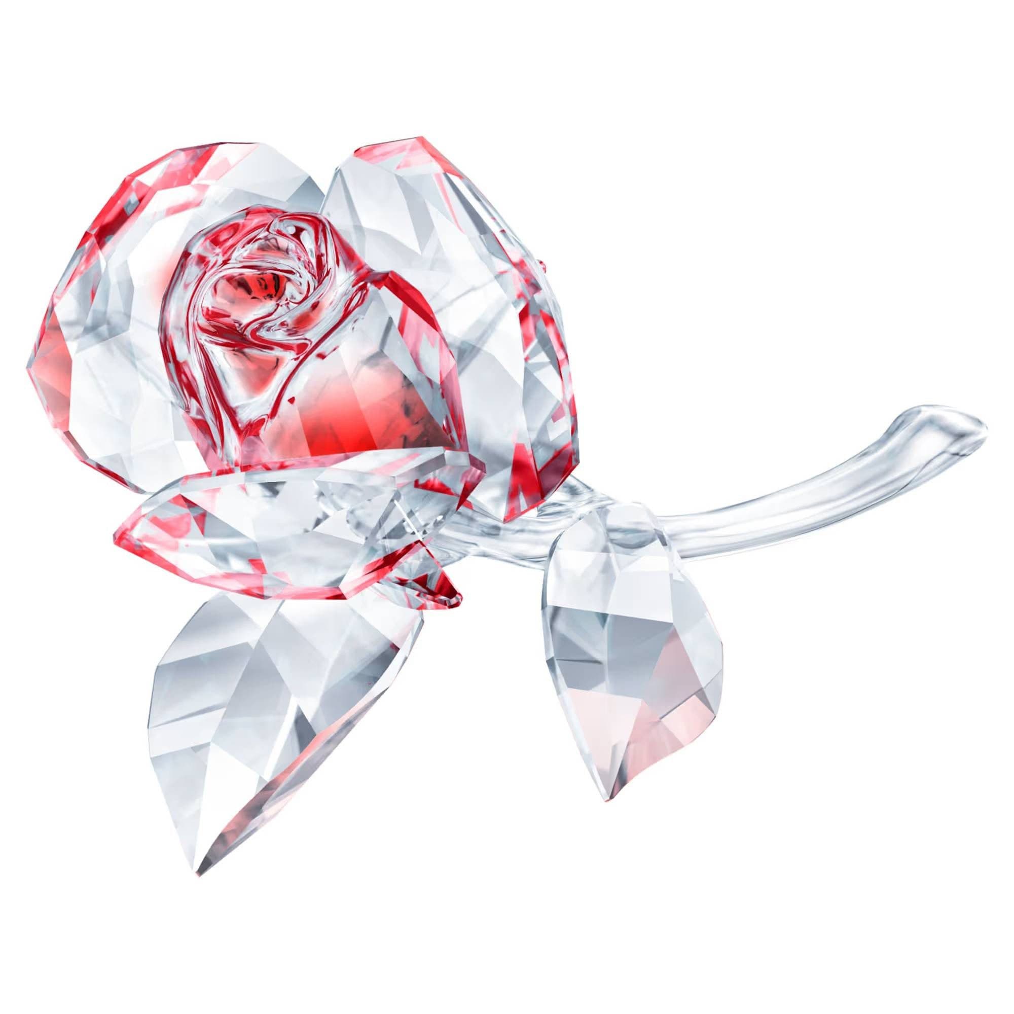 Swarovski Glasblume In the Secret Garden Blühende Rose Rot Transparent