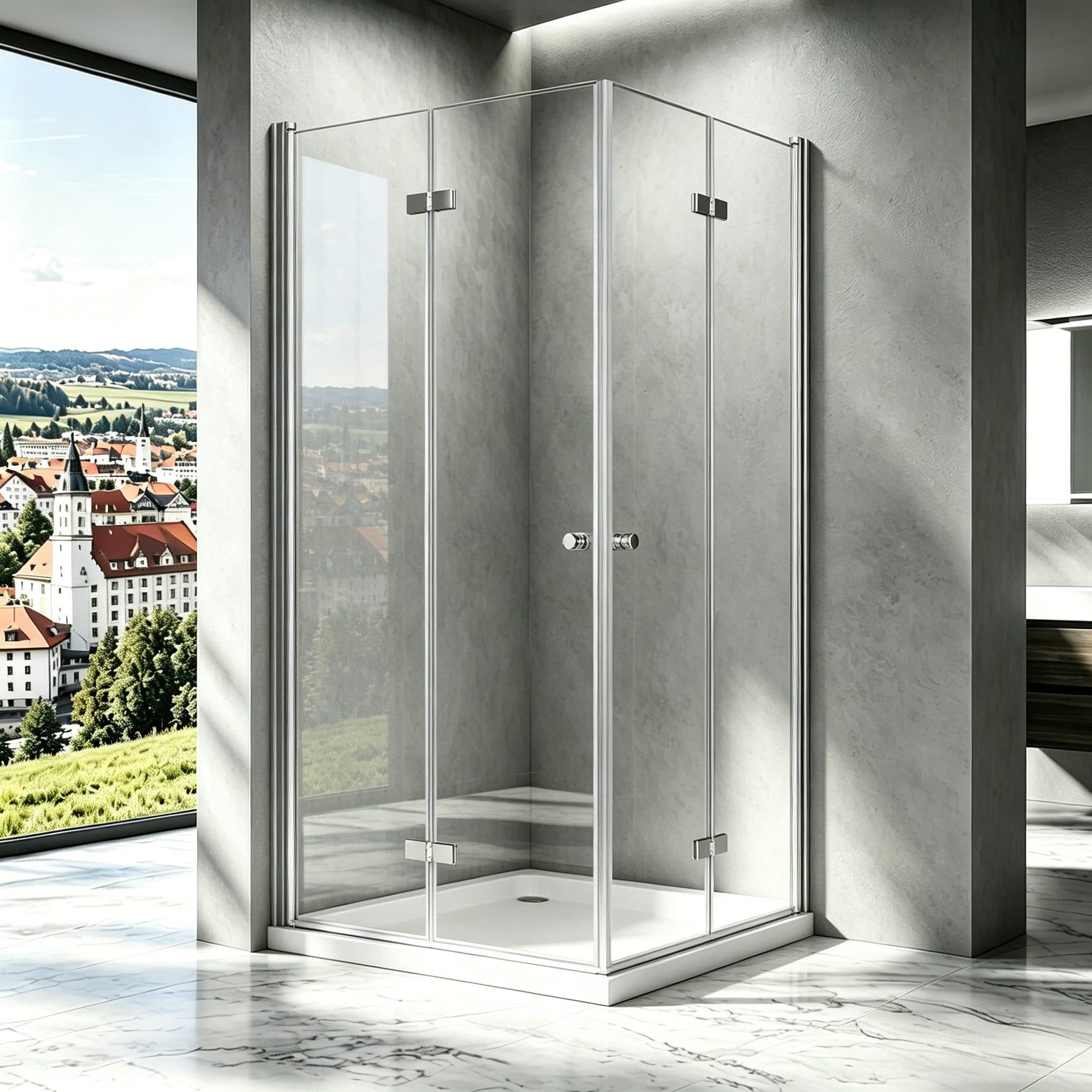 Boromal Eckdusche mit 180° Falttür und Sicherheitsglas - Bild 2