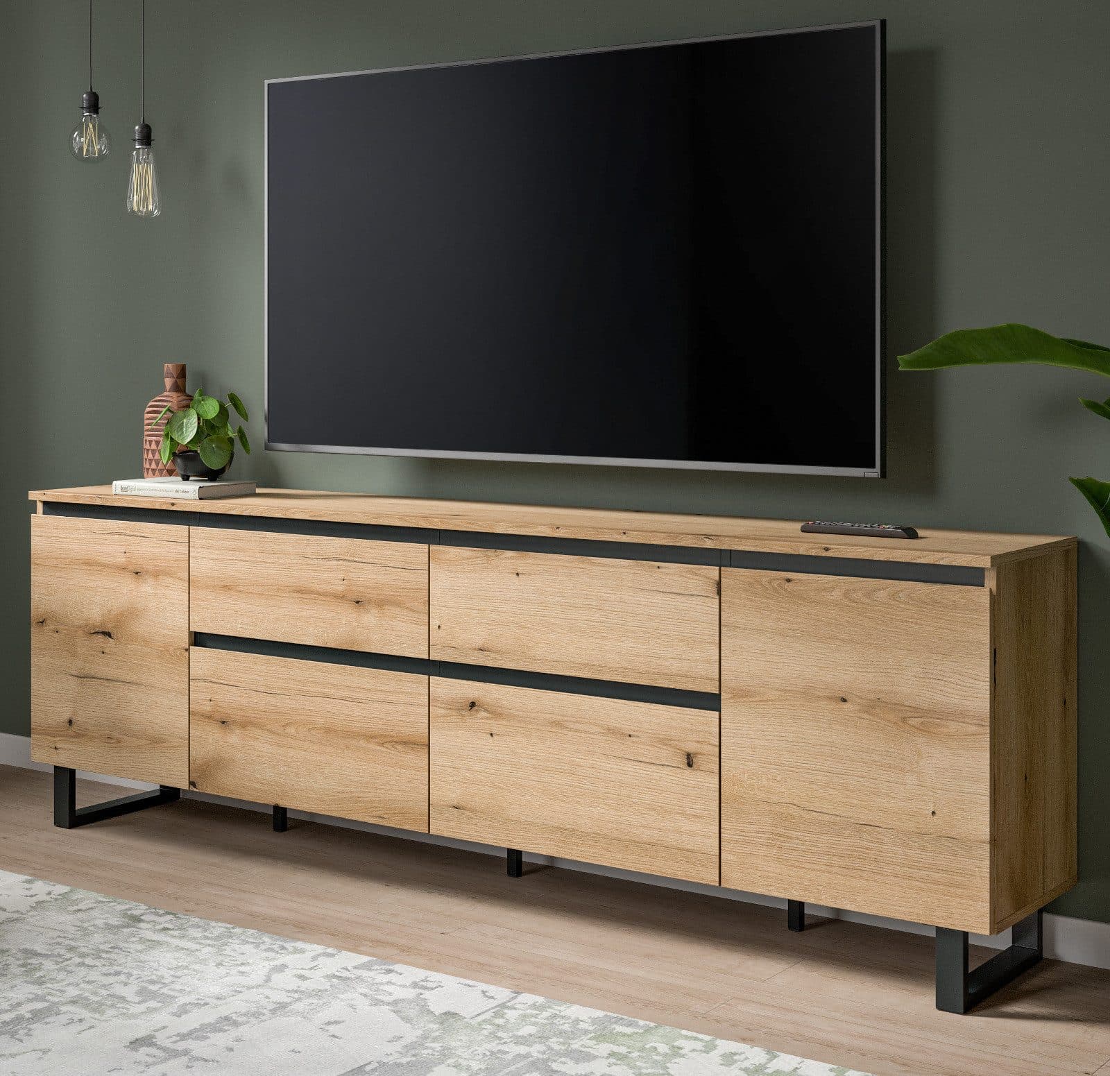 Inn.Furn Lowboard Gelia TV Unterschrank Eiche Schwarz Soft-Close - Bild 2