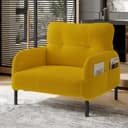 BlingBin Sessel Relaxsessel mit Seitentaschen Gelb Cordstoff Bild 2