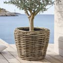 Van der Leeden Pflanzkorb Rattan Braun 68x52cm mit Eimer Bild 2