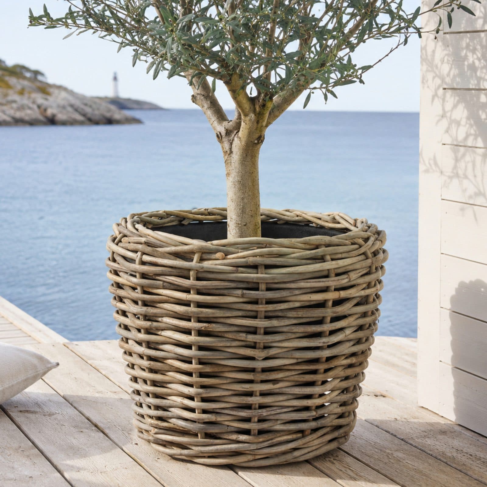 Van der Leeden Pflanzkorb Rattan Braun 68x52cm mit Eimer - Bild 2
