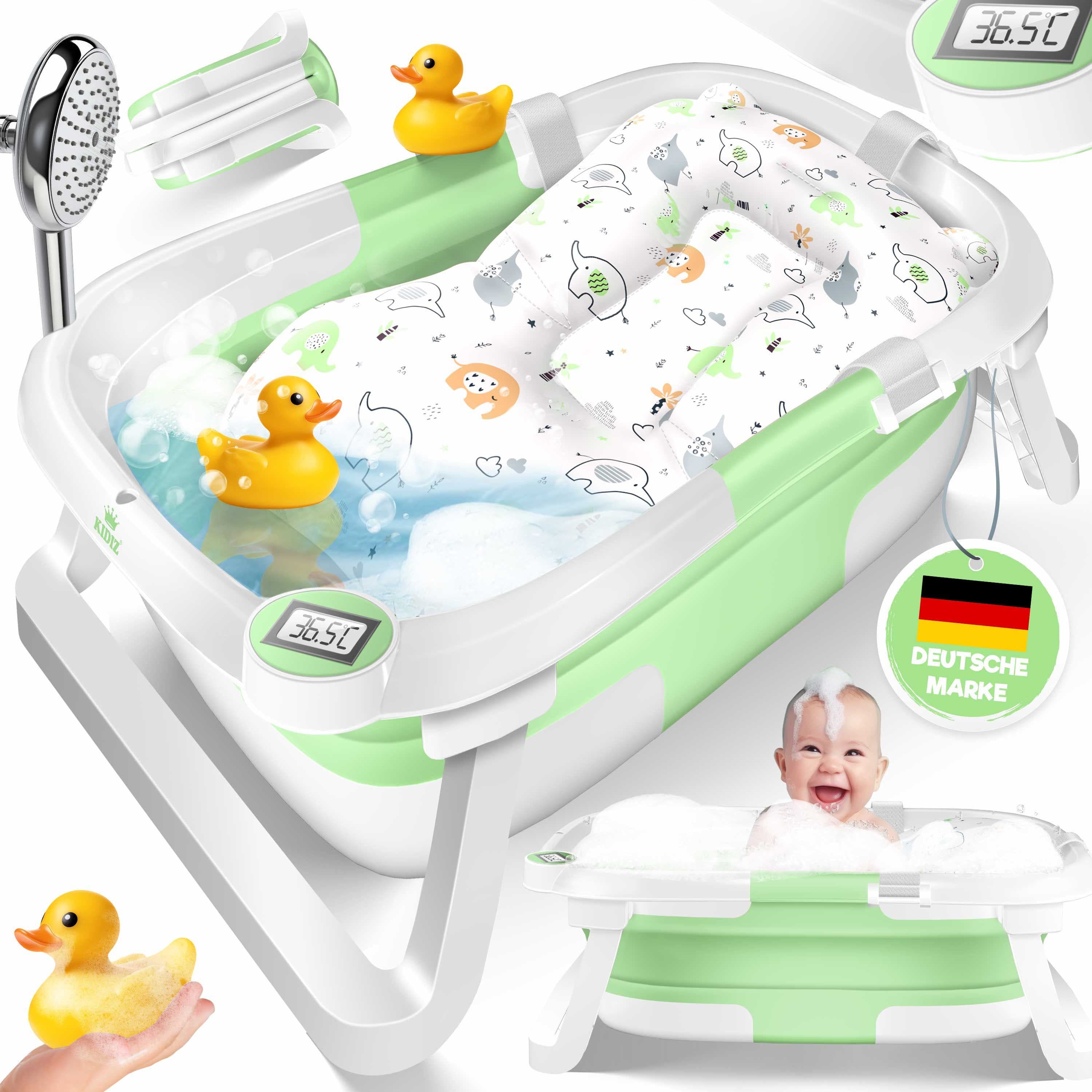 KIDIZ Babybadewanne faltbar mit Thermostat grün - Bild 2