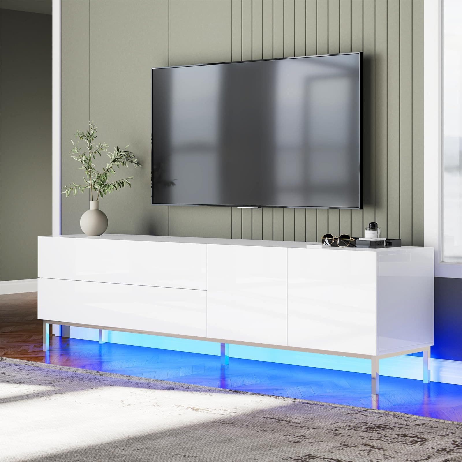 AMERLIFE TV-Schrank Hochglanz Weiß mit RGB LED - Bild 2