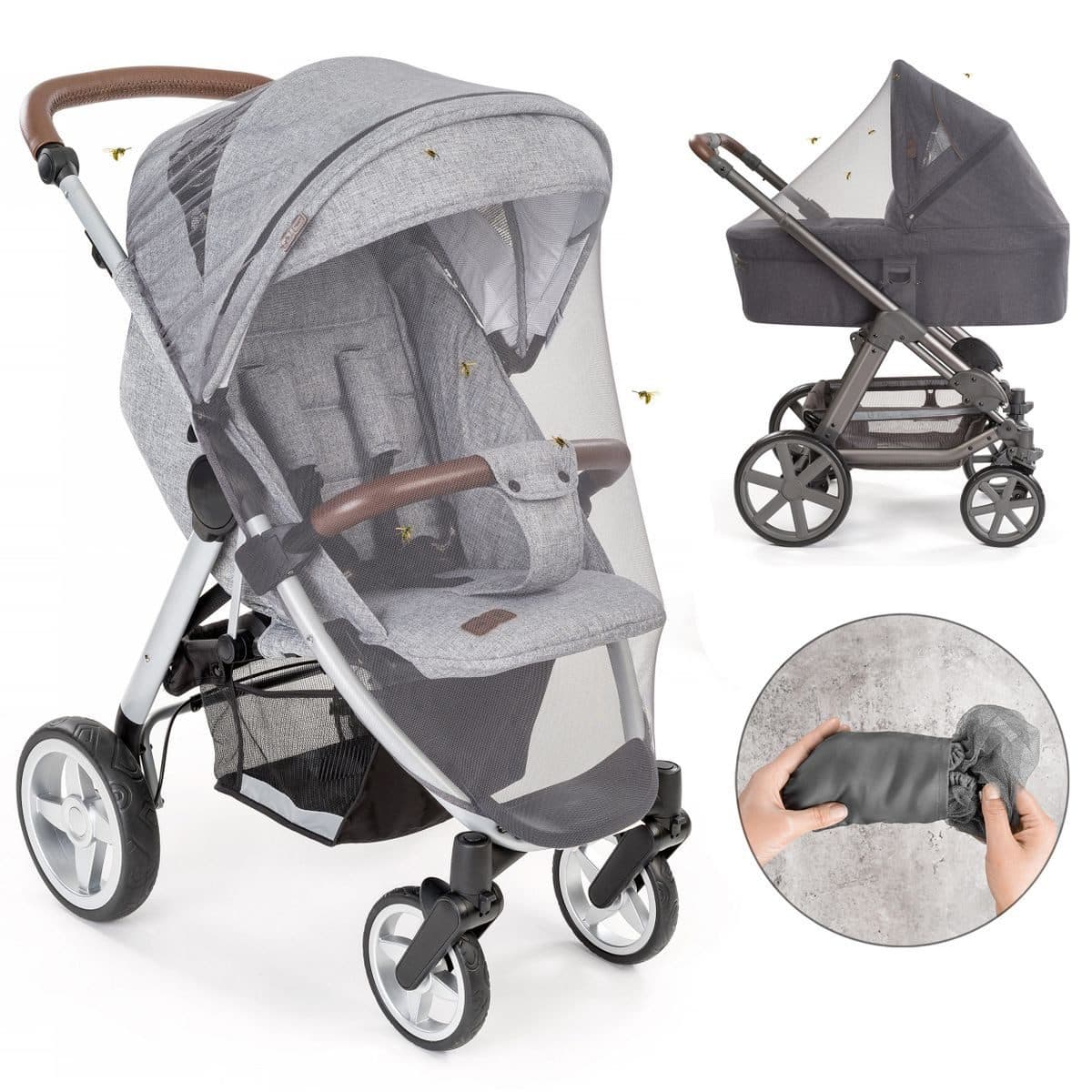 Zamboo Insektenschutzplissee Grau Universal Mückennetz Kinderwagen Buggy - Bild 2