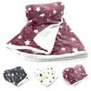 heimtexland Wohndecke Soft Flanell Sterne Kuscheldecke mit Sherpa Fell Rosa Bild 2