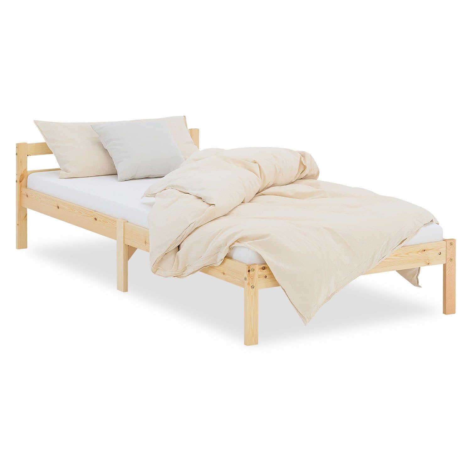 Homestyle4u Palettenbett 90x200 Kiefer Natur mit Lattenrost - Bild 2