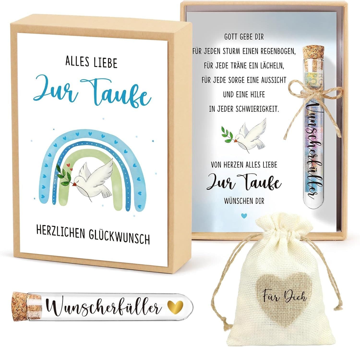 Wiladu Taufgeschenk-Set mit Geschenkbox, Reagenzgläsern & Jutesäckchen - Bild 2