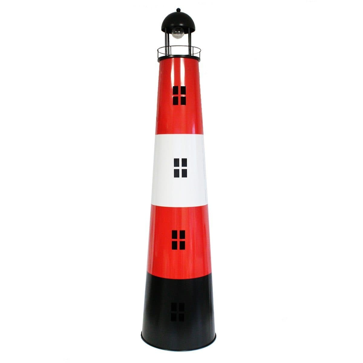 colourliving Solar Leuchtturm Garten Metall LED Rot Weiß Schwarz - Bild 2