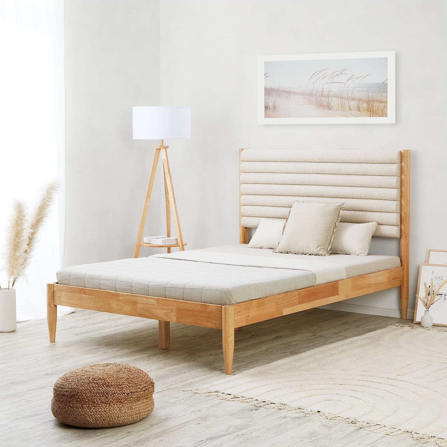 Homestyle4u Polsterbett 140x200 Bouclé Beige - Bild 2