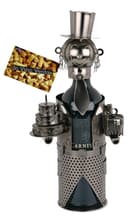 BRUBAKER Weinflaschenhalter Metall Skulptur Silber mit Grußkarte Bild 2