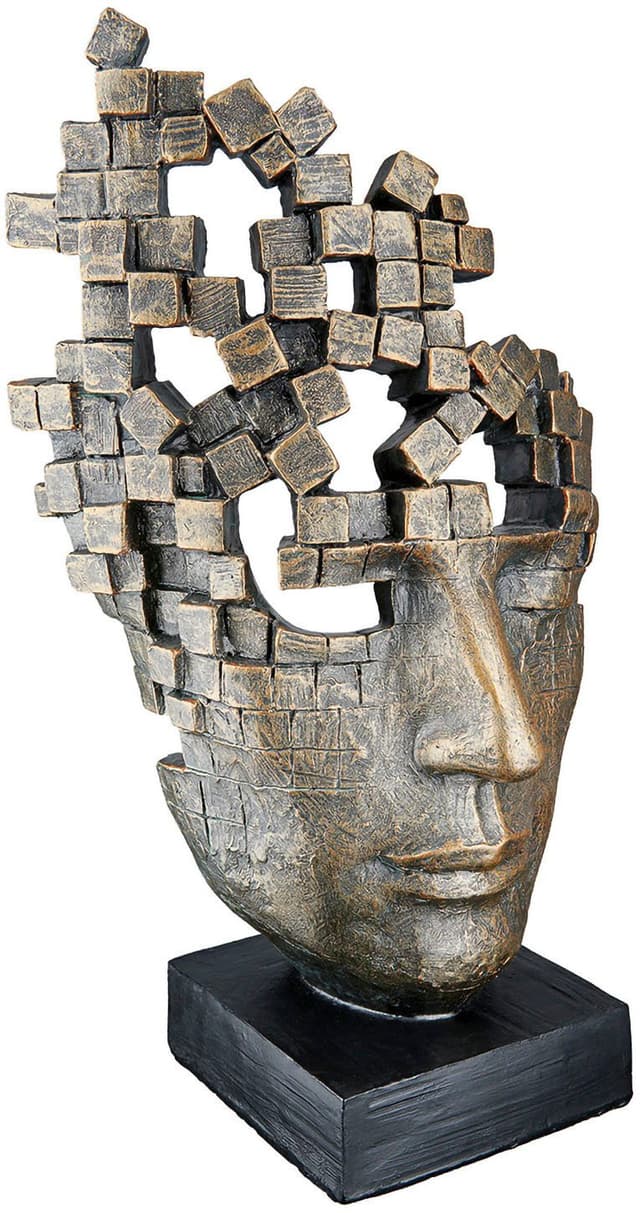 Casablanca by Gilde Male Mask Skulptur - Bronzefarben mit Schwarz Akzenten