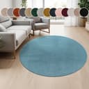 Paco Home Teppich Cadiz 630 Rund Kurzflor Uni Türkis Bild 2