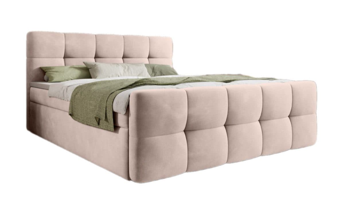 Luxusbetten24 Boxspringbett Cozy Samt Beige mit Stauraum und Topper - Bild 2
