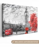 OneMillionCanvasses® Leinwandbild Big Ben Rot Regenschirm Kunstdruck Bild 2