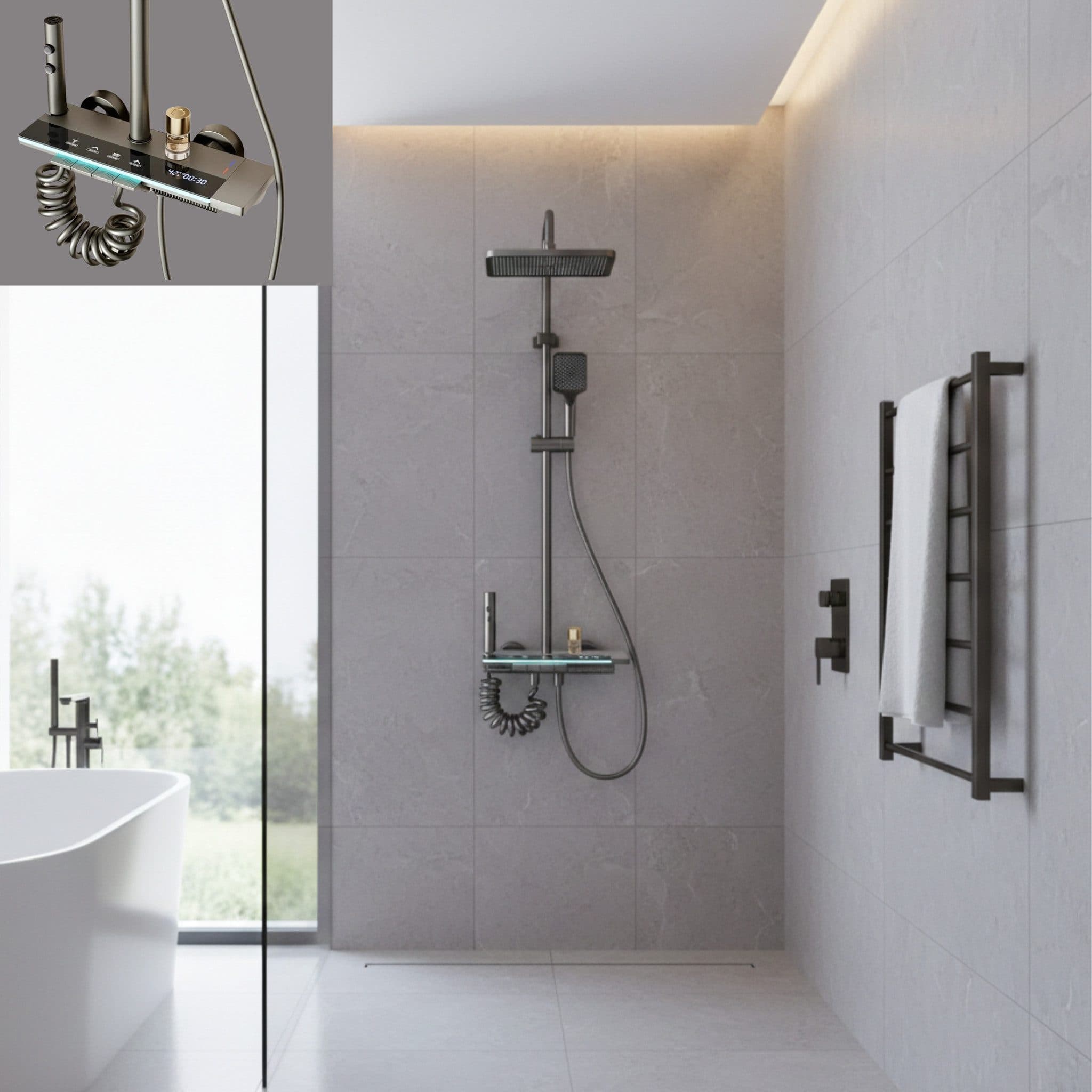 LuxaSteel Duschsystem mit Thermostat & LED Regendusche - Bild 2