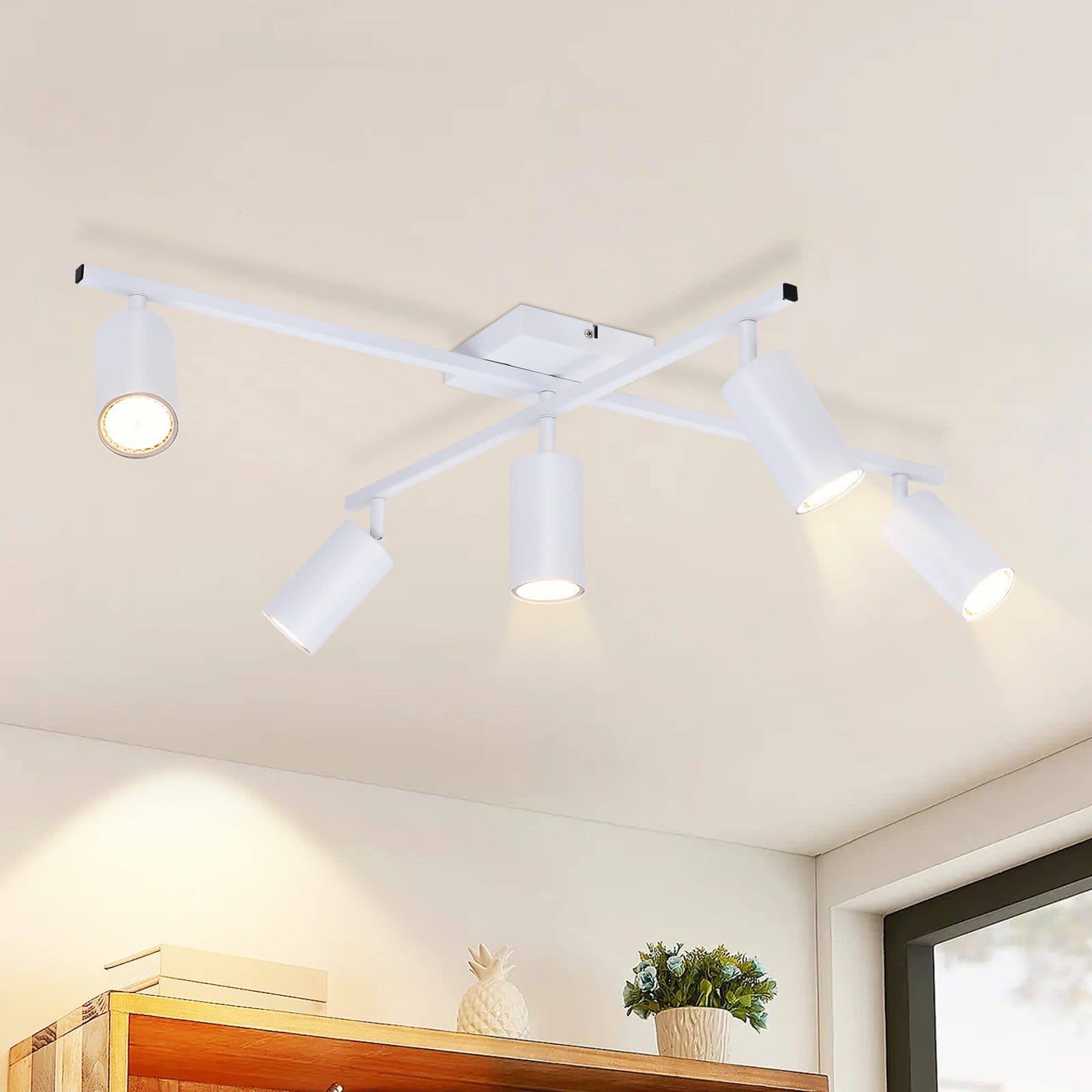 ZMH Deckenstrahler 5 Flammig Schwarz/Weiß GU10 Spots Deckenlampe für Schlafzimmer - Bild 2