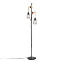 Qazqa Stehlampe Dami-frame Schwarz Stahl Holz 2-flammig Bild 2