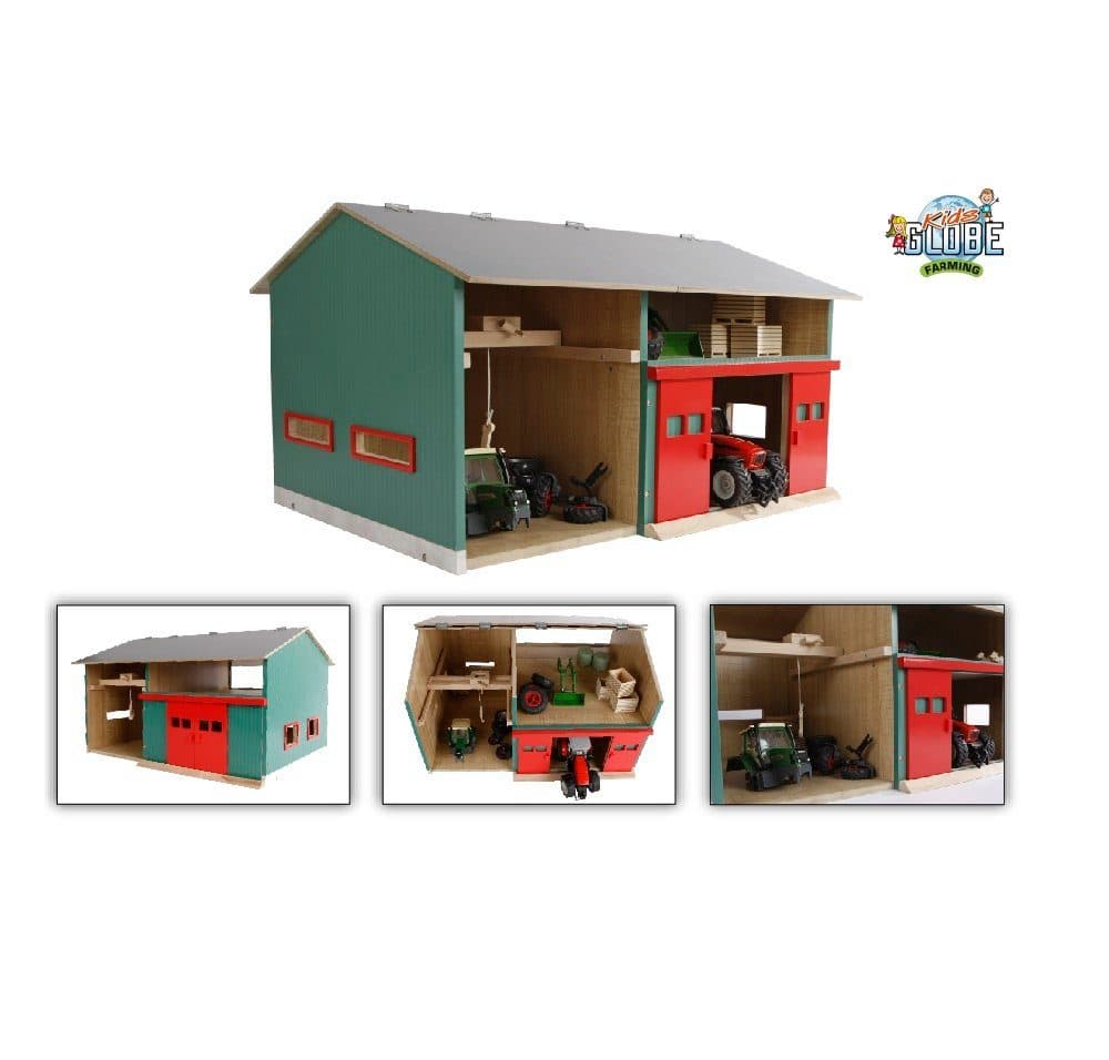 KidsGlobe Werkstatt 1:32 mit Lagerraum und beweglichen Toren