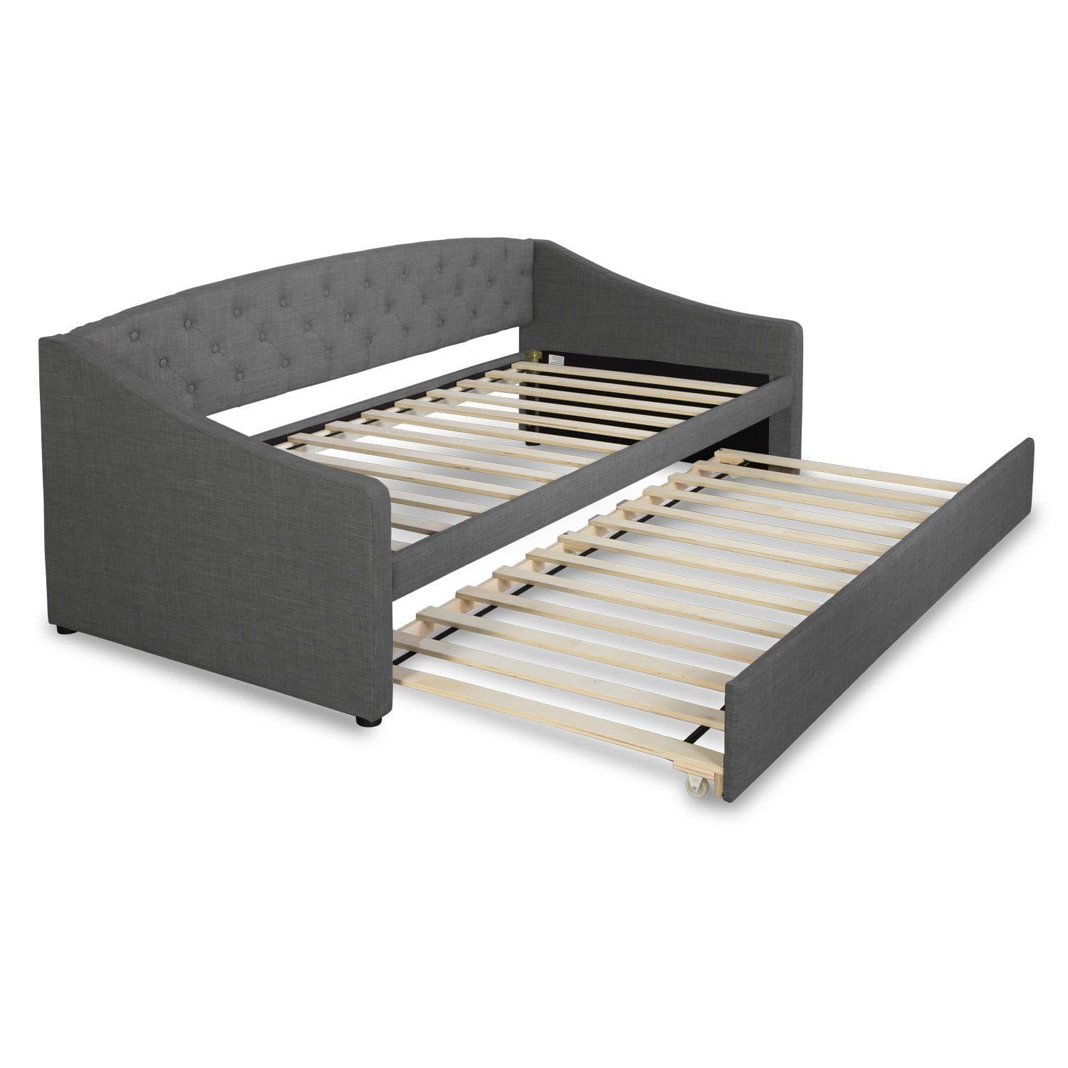Homestyle4u Schlafsofa Grau mit Ausziehfunktion und Lattenrost - Bild 2