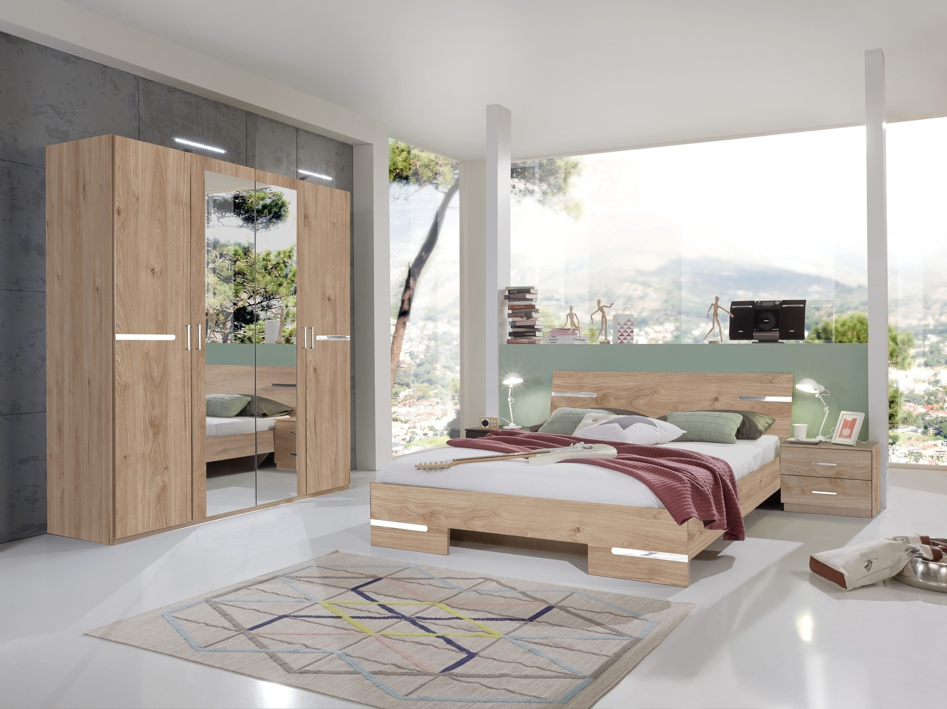Wimex Schlafzimmer-Set Eiche Nachbildung mit 2 Nachtkommoden - Bild 2