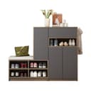 KLAM HOME Schuhschrank Weiß/Schwarz Spanplatte Bild 2