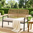TLGREEN Gartenbank Rattan 2-Sitzer Beige mit Kissen Bild 2