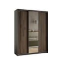 Masseno Schwebetürenschrank ORRA mit Spiegel und Schubladen Schwarz Eiche Bild 2