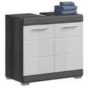 furnling Waschbeckenunterschrank Scott 2 Türen Rauchsilber Weiß Bild 2