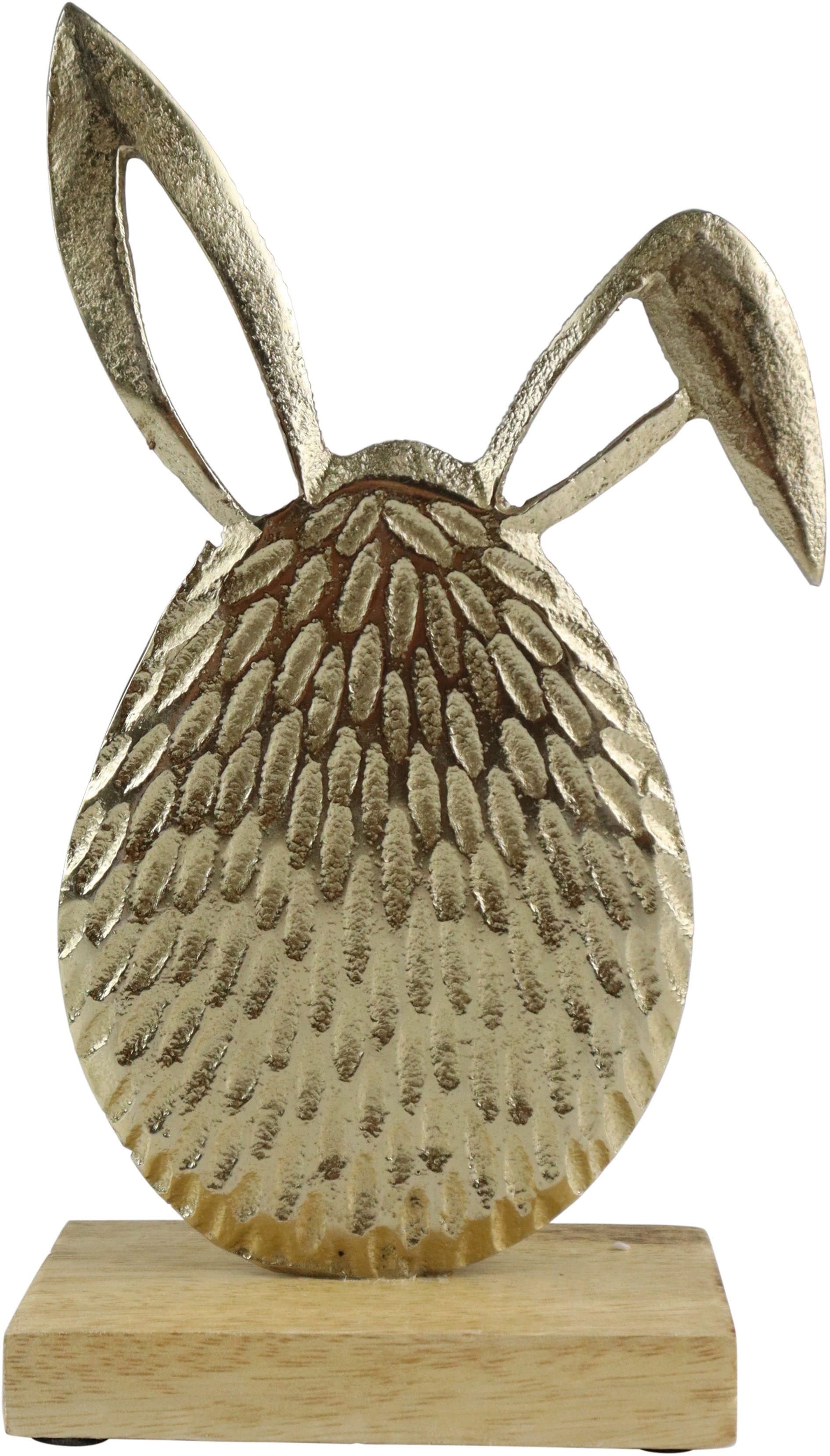 AM DESIGN Dekofigur Osterei Gold Aluminium Mangoholz