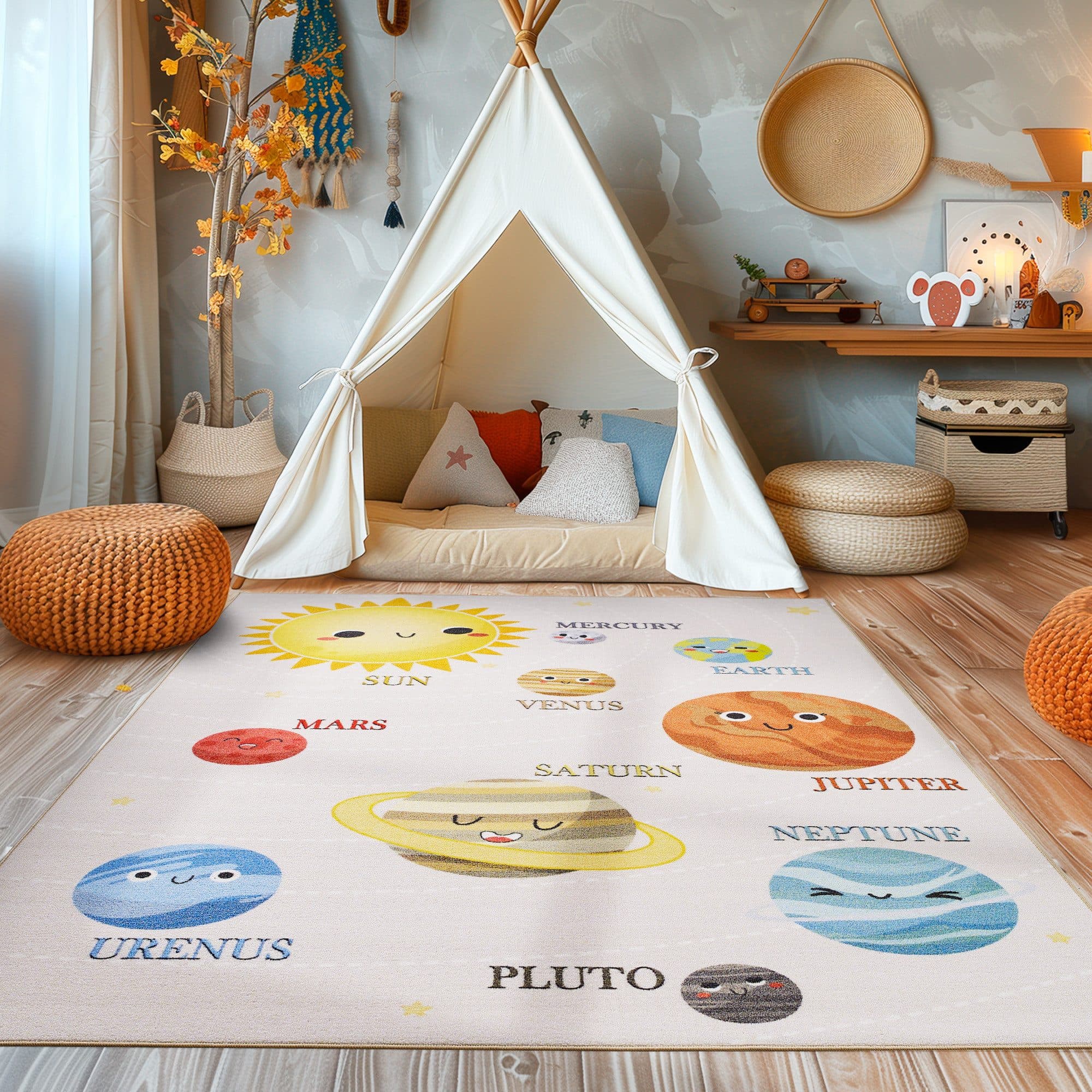 SIMPEX24 Teppich Planeten Bunt Beige Kinderzimmer - Bild 2