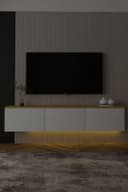 DEMA Home Neon LED-Wand-TV-Ständer Weiß Eiche Holzwerkstoff Bild 2