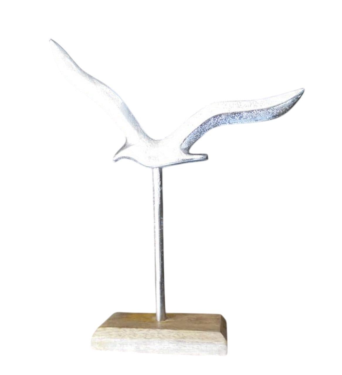 Deko-Impression Dekofigur Deko-Möwe Maritimes Deko-Objekt Aluminium + Holz massiv 25 cm - Bild 2