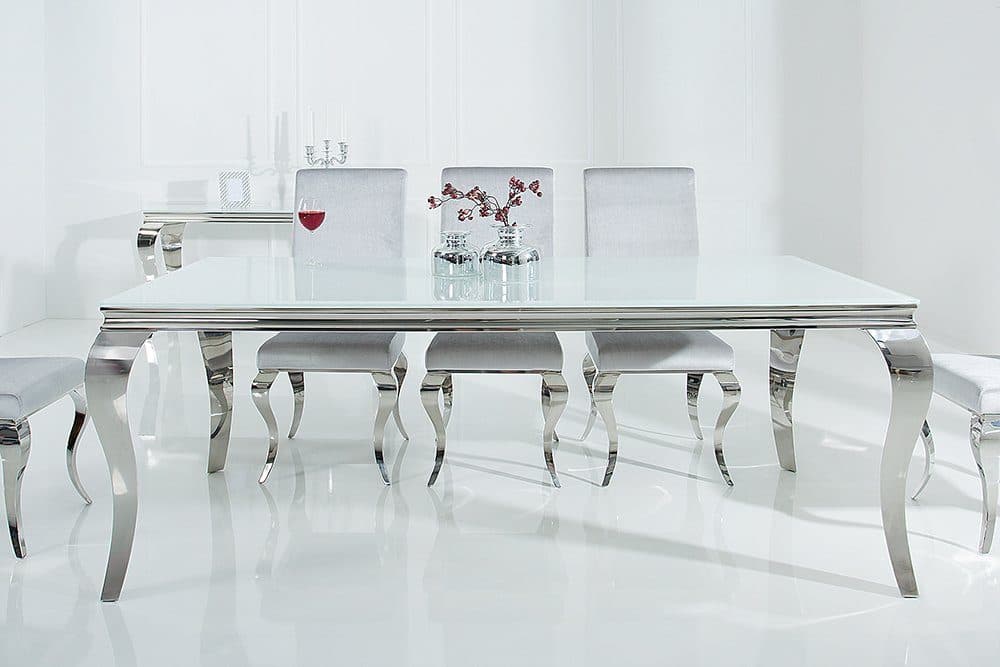 riess-ambiente Esstisch MODERN BAROCK Weiß Silber Opalglas - Bild 2