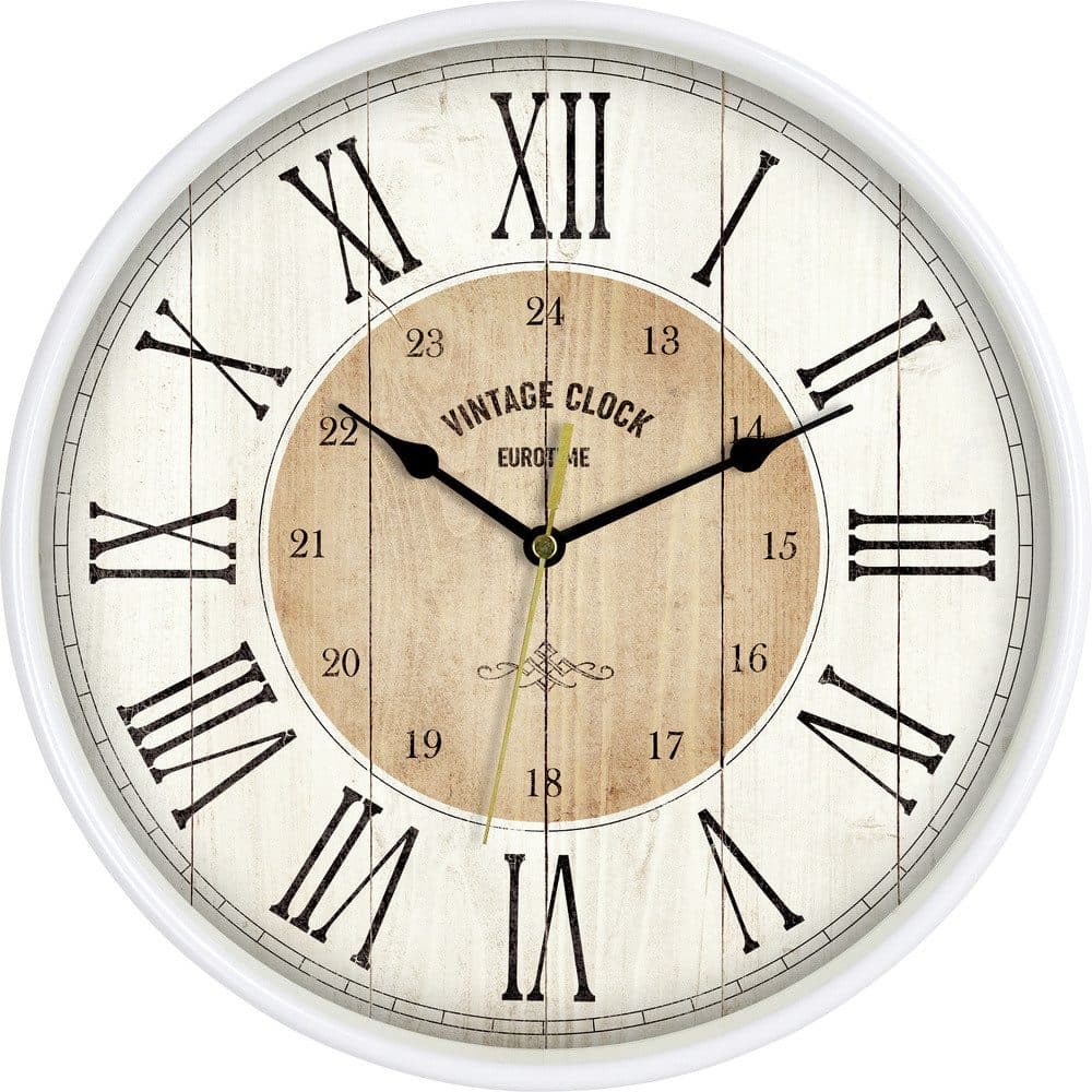 EUROTIME Wanduhr Quarzuhr 81748-07 mit Echtglas und Kunststoffgehäuse