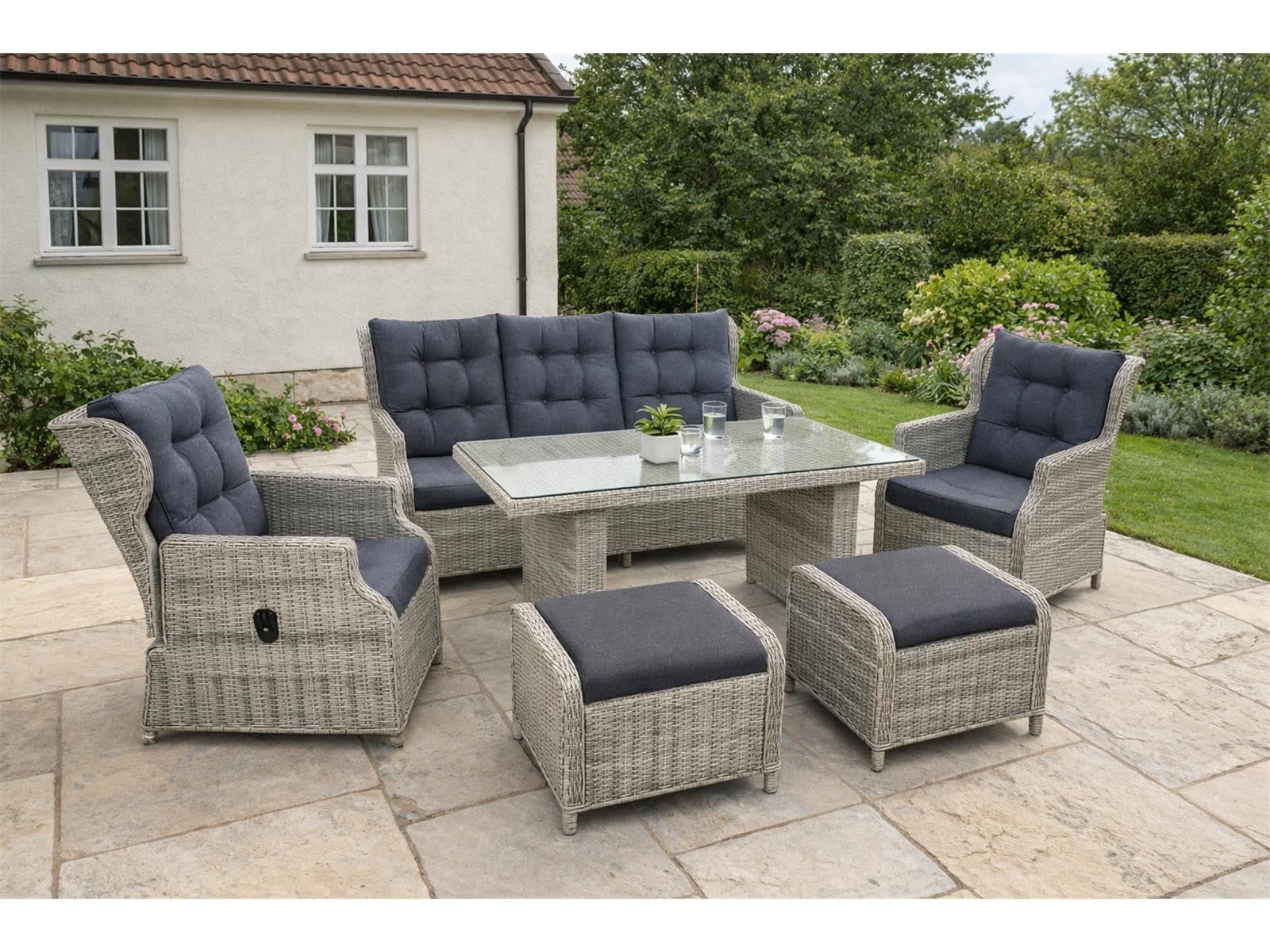 Green Spirit Loungeset Bilbao Polyrattan Gartenmöbel 7 Personen - Bild 2