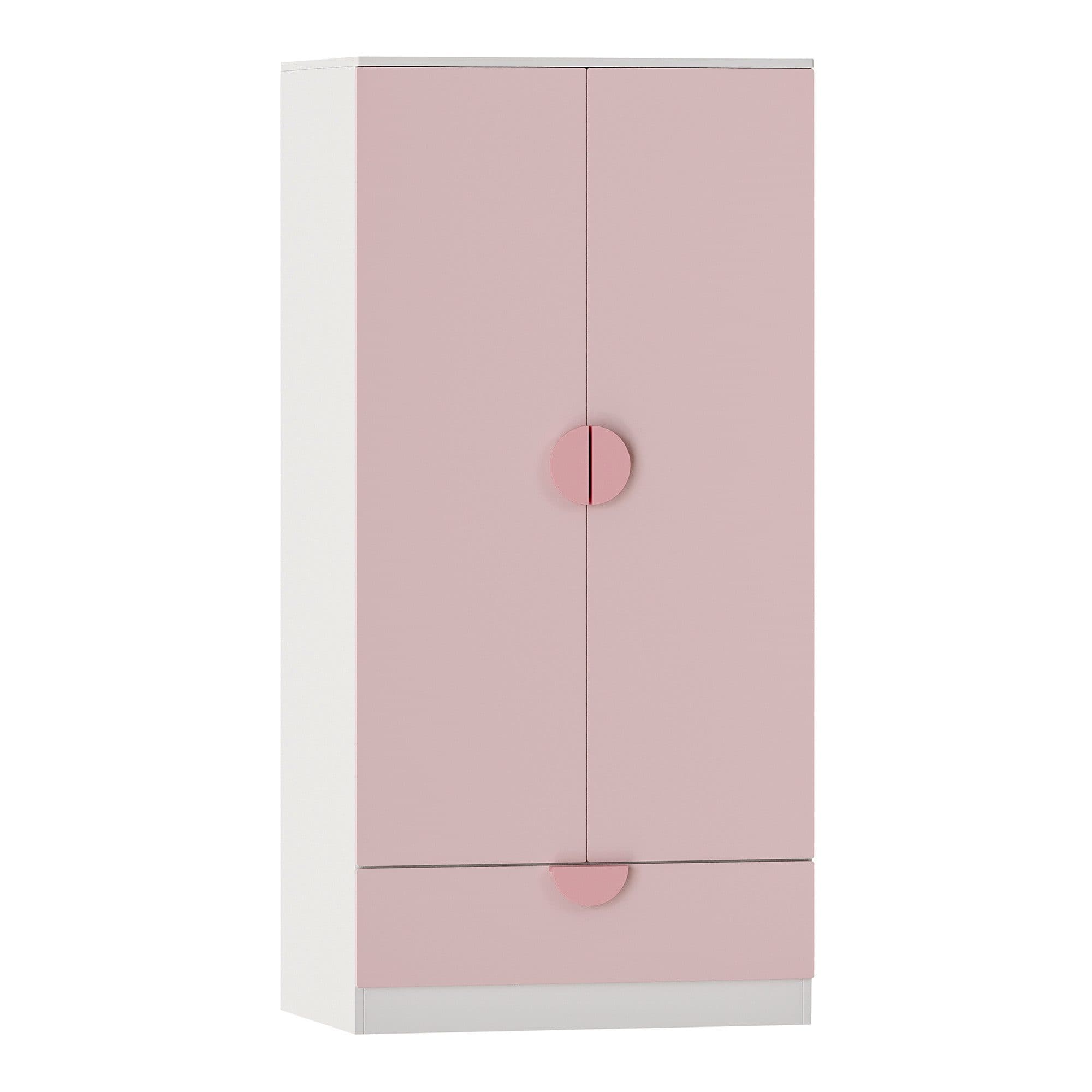 en.casa Kinderkleiderschrank Sandnes Rosa/Weiß mit Schublade - Bild 2