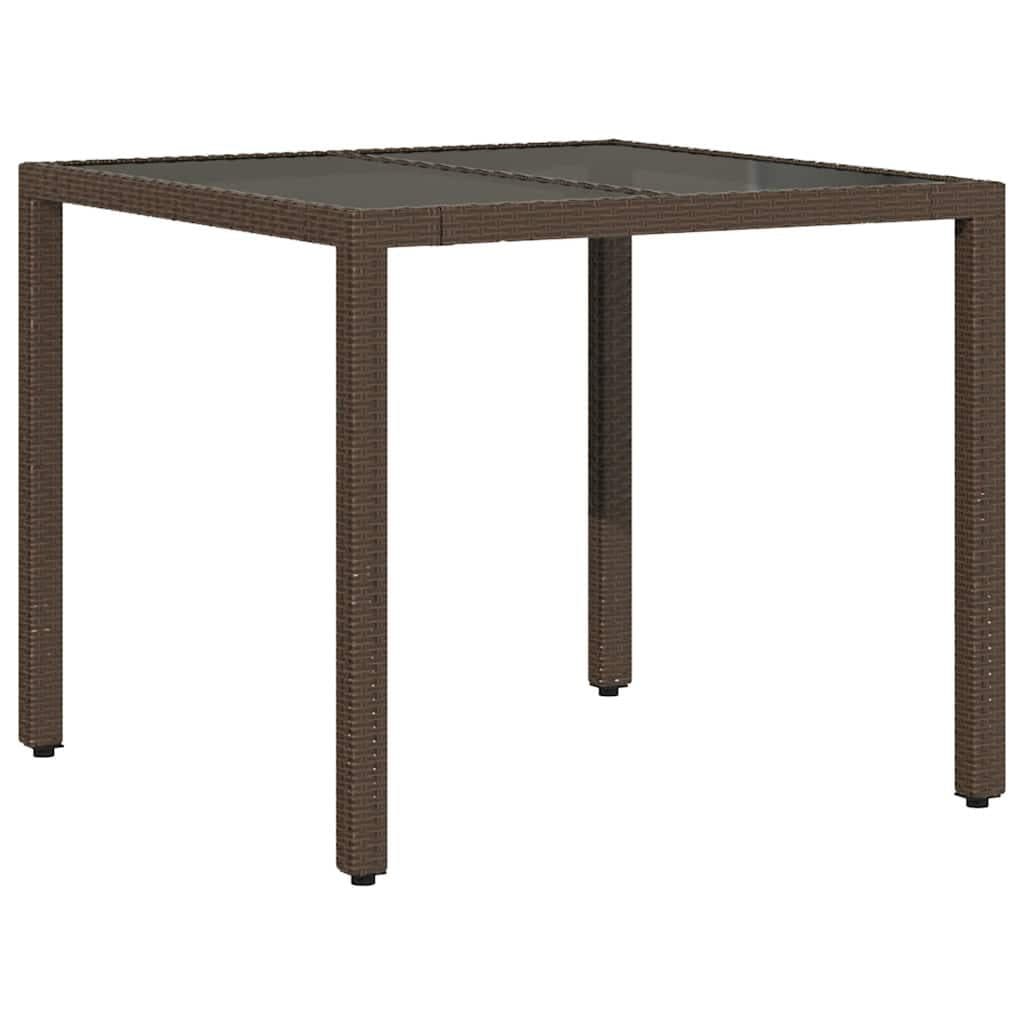 vidaXL Gartentisch mit Glasplatte Braun 90x90 cm Poly Rattan - Bild 2